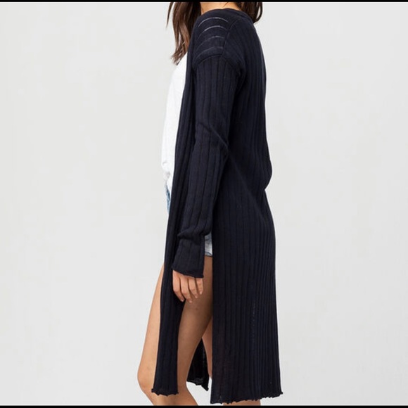 Free People // Linen & Cotton Long Ribbed Cardigan